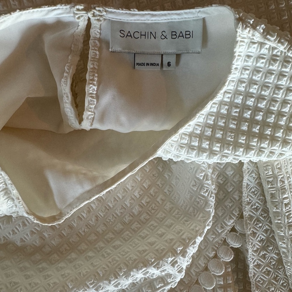 Sachin + Babi Gemma Midi Seersucker Dress Sz 6 Antique White - Picture 15 of 15